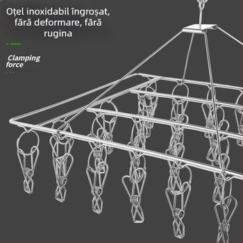 Suport de uscare îndrăzneț, cu clipsuri multiple, din oțel inoxidabil, pentru șosete, șosete multifuncționale rezistente la vânt, cârlig pentru copii, cuier pentru artefacte