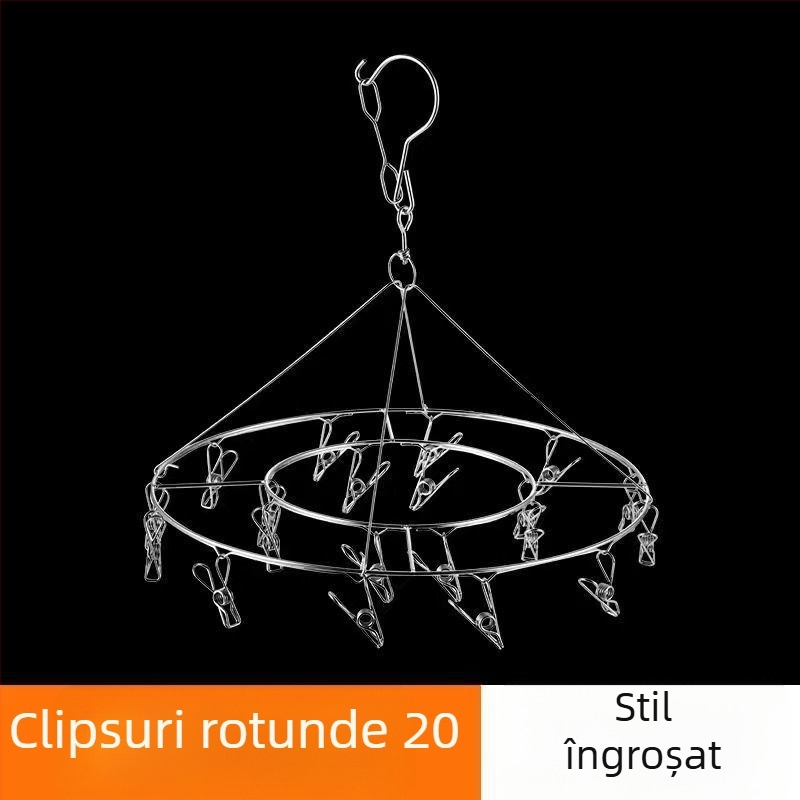 Suport de uscare îndrăzneț, cu clipsuri multiple, din oțel inoxidabil, pentru șosete, șosete multifuncționale rezistente la vânt, cârlig pentru copii, cuier pentru artefacte