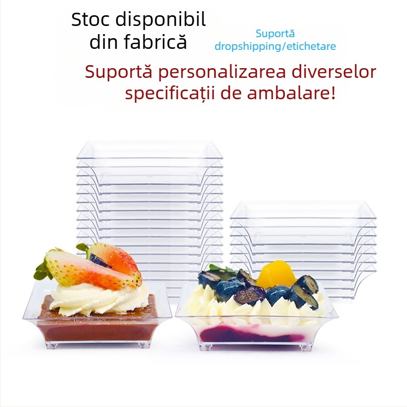 Explozii Amazon transfrontaliere, de unică folosință, din plastic dur PS, design îngroșat, sos de desert, gustări transparente, vas mic de culoare
