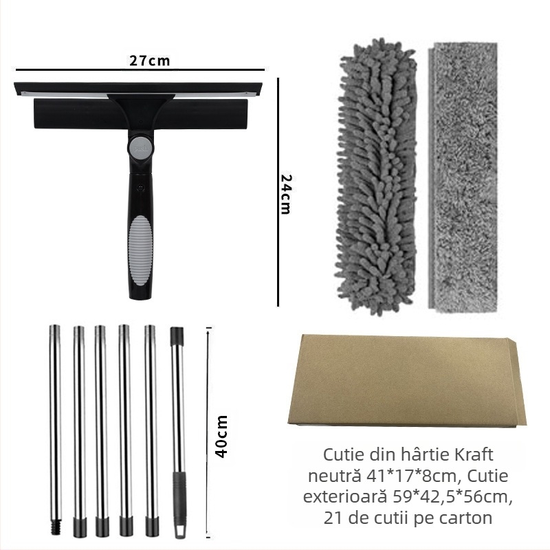 Amazon, vânzare fierbinte, două-în-unu, curățare a geamurilor, răzuitor, șterge-șervețel, curățare a artefactelor din sticlă, șterge-șervețel special pentru geamuri înalte, față-verso