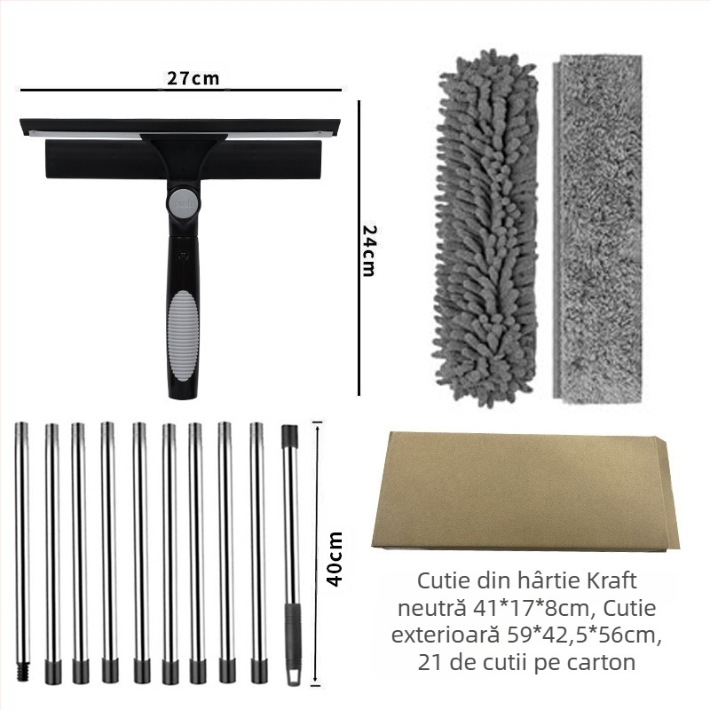 Amazon, vânzare fierbinte, două-în-unu, curățare a geamurilor, răzuitor, șterge-șervețel, curățare a artefactelor din sticlă, șterge-șervețel special pentru geamuri înalte, față-verso