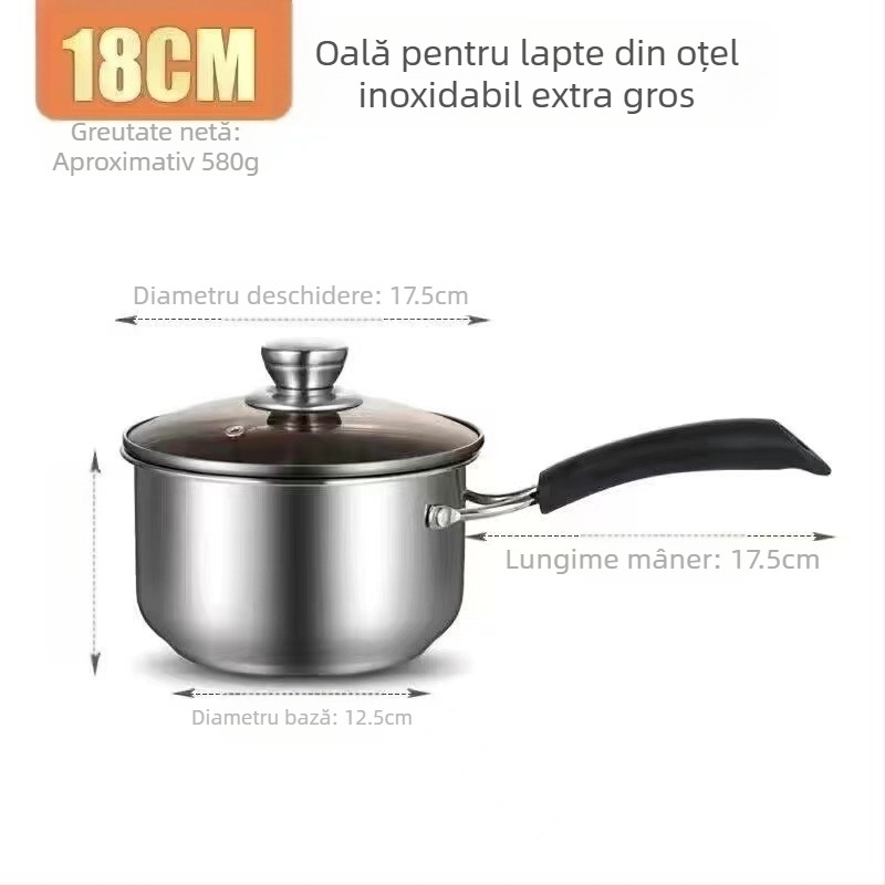 Oală de supă din oțel inoxidabil 304, oală cu fund îngroșat, oală cu mere, oală de uz casnic, oală cu urechi duble, oală cu burtă mare, aragaz cu inducție, rezistență la temperaturi ridicate, pentru fierbere