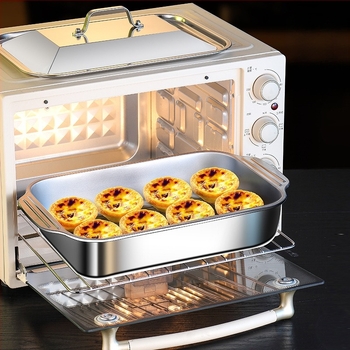 Placă de pește la grătar din oțel inoxidabil, placă binaurală pentru raci, placă de grătar de uz casnic, plus placă multifuncțională adâncă, oală specială pentru fructe de mare