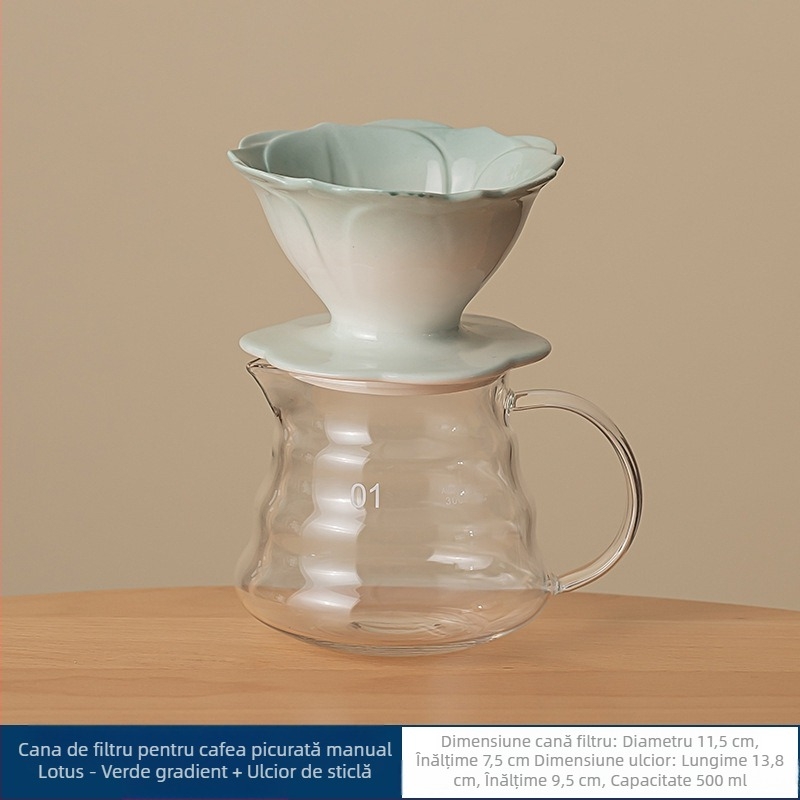 Ceașcă de cafea cu filtru de culoare petală, cafetieră manuală, filtru de cafea, sită, filtru de picurare, ceașcă de cafea ceramică, filtru de cafea