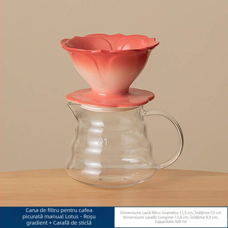 Ceașcă de cafea cu filtru de culoare petală, cafetieră manuală, filtru de cafea, sită, filtru de picurare, ceașcă de cafea ceramică, filtru de cafea