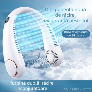 Ventilator de gât suspendat fără lamă cu afișaj digital, cu încărcare USB, ventilator electric portabil mut, cu gât suspendat, ventilator electric de mână pentru exterior, en-gros