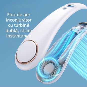 Ventilator de gât suspendat fără lamă cu afișaj digital, cu încărcare USB, ventilator electric portabil mut, cu gât suspendat, ventilator electric de mână pentru exterior, en-gros