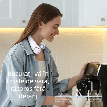 Ventilator de gât suspendat fără lamă cu afișaj digital, cu încărcare USB, ventilator electric portabil mut, cu gât suspendat, ventilator electric de mână pentru exterior, en-gros