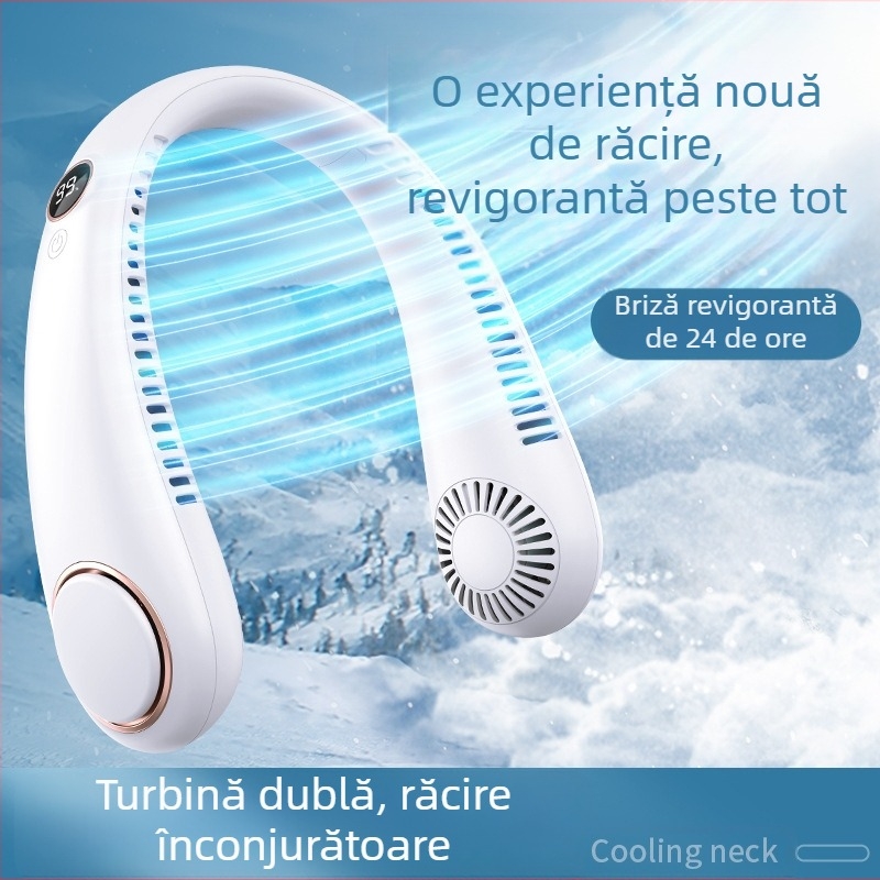 Ventilator de gât suspendat fără lamă cu afișaj digital, cu încărcare USB, ventilator electric portabil mut, cu gât suspendat, ventilator electric de mână pentru exterior, en-gros