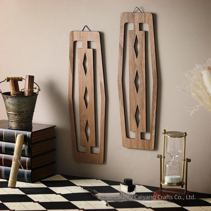 Panou geometric decorativ pentru restaurant, stil lemn, decorațiuni de perete pentru living, artizanat, restaurant, ornamente suspendate din lemn masiv