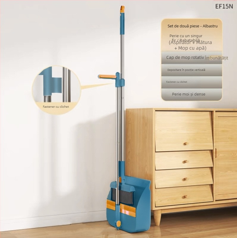 Mătură pliabilă de uz casnic, făraș de praf, combinație de măturat, mătură unică, antiaderentă, absorbție magnetică, depozitare