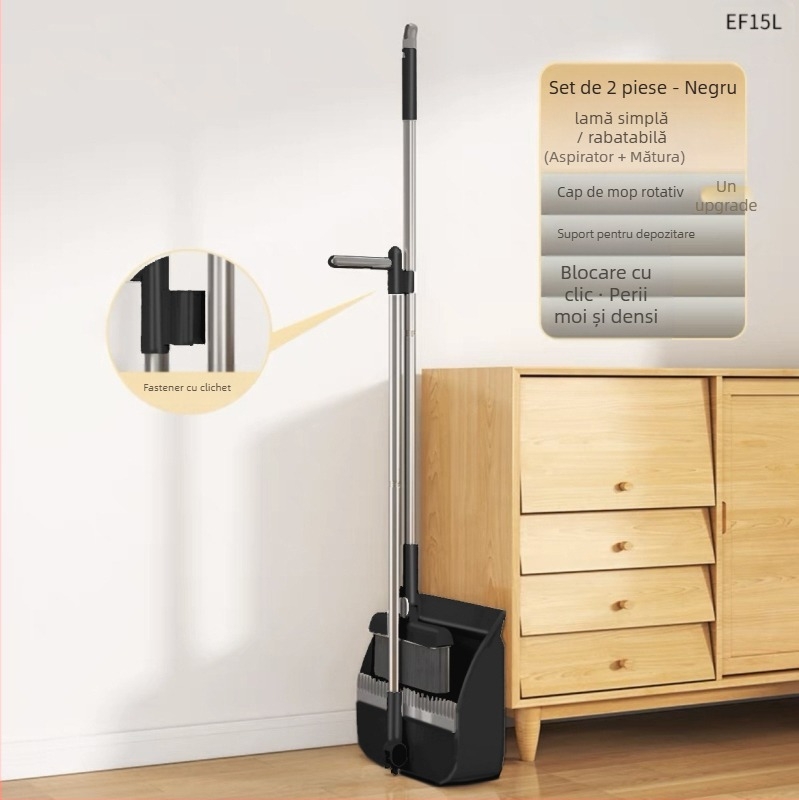 Mătură pliabilă de uz casnic, făraș de praf, combinație de măturat, mătură unică, antiaderentă, absorbție magnetică, depozitare