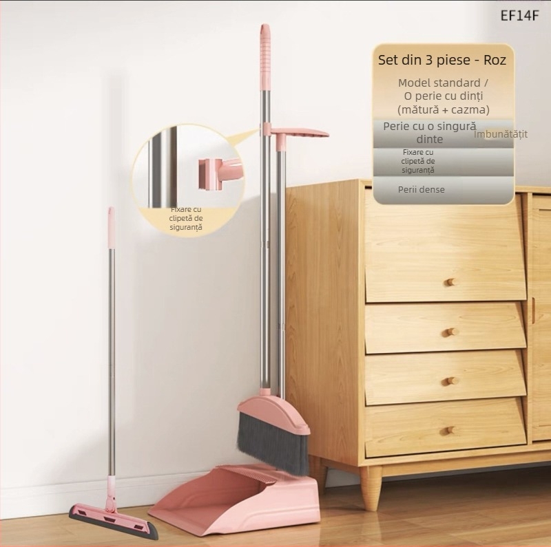 Mătură pliabilă de uz casnic, făraș de praf, combinație de măturat, mătură unică, antiaderentă, absorbție magnetică, depozitare