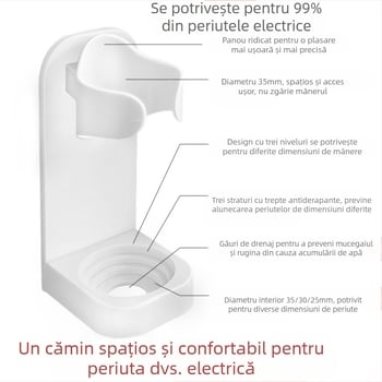Suport pentru periuță de dinți electrică, suport de depozitare pentru periuță de dinți, montat pe perete, suport simplu pentru periuță de dinți, suport de depozitare pentru nevoile zilnice, suport pentru periuță de dinți