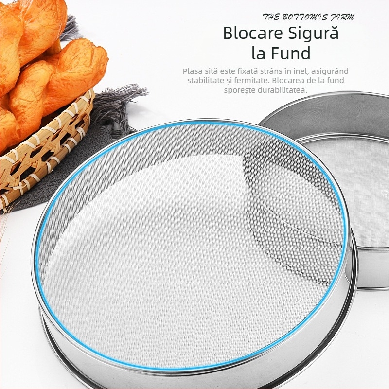 Instrumente de copt 304 Sită de făină din oțel inoxidabil Sită rotundă portabilă cu filtru 40 Mesh 60 Mesh Sită fină pentru făină