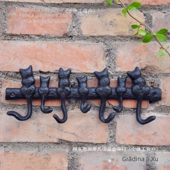 Cârlig din fontă în stil european, 7 cârlige decorative pentru pisici, pentru grădină, vilă, curte, perete, cârlig decorativ pentru haine Xiao Mao