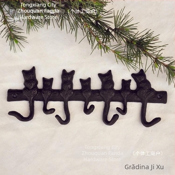 Cârlig din fontă în stil european, 7 cârlige decorative pentru pisici, pentru grădină, vilă, curte, perete, cârlig decorativ pentru haine Xiao Mao
