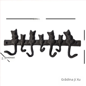 Cârlig din fontă în stil european, 7 cârlige decorative pentru pisici, pentru grădină, vilă, curte, perete, cârlig decorativ pentru haine Xiao Mao