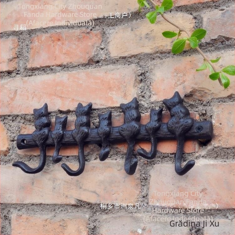 Cârlig din fontă în stil european, 7 cârlige decorative pentru pisici, pentru grădină, vilă, curte, perete, cârlig decorativ pentru haine Xiao Mao