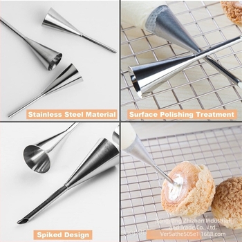304 din oțel inoxidabil, duză de decorare, duză de puf, set de 3 piese, tort, cremă, decorare, instrumente de copt, vânzare directă din fabrică DIY