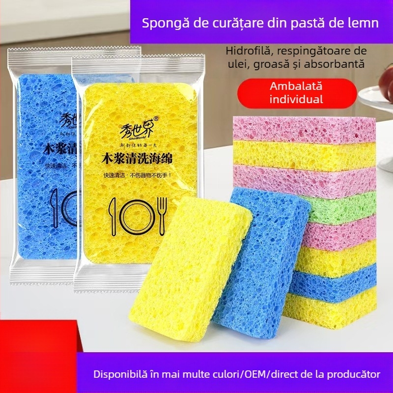 Burete de spălat transfrontalier pentru celuloză de lemn, curățare magică, spălare, îngroșată din bumbac, burete absorbant, spălare, cârpă de curățare