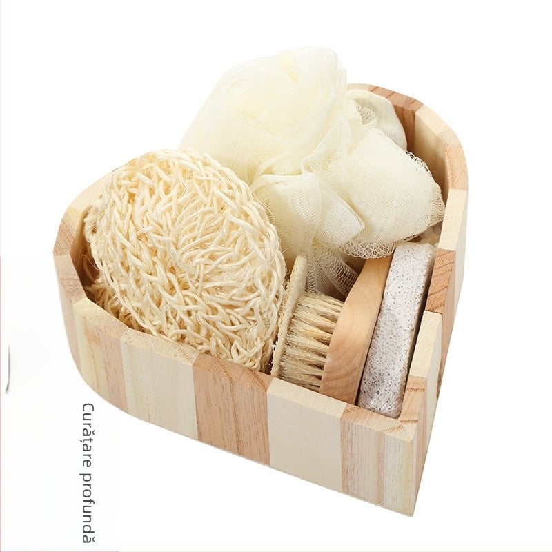 Set de baie mare Love, perie Sisal, felie Luffa, perie pentru față, piatră pentru picioare, baie cu flori, cinci piese, accesorii pentru baie