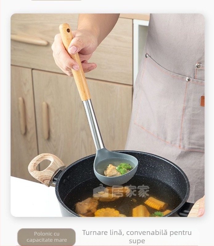 Spatulă din silicon de calitate alimentară, tigaie antiaderentă, spatulă specială pentru gătit, set de ustensile de bucătărie de uz casnic, tigaie rezistentă la temperaturi ridicate, care nu doare