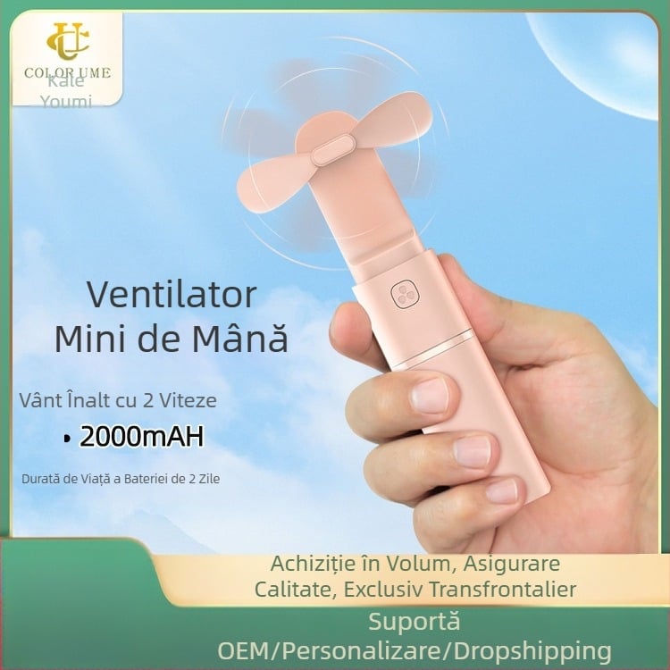 Ventilator mic portabil pentru birou, reîncărcabil, ultra-silențios, pentru birou, pentru studenți, mini portabil, cu vânt mare