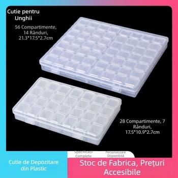 Cutie de ojă din PP cu 56 de compartimente, cutie de depozitare pentru 28 de articole mici cu capac, cutie compartimentată pentru piese, cutie de depozitare transparentă en-gros