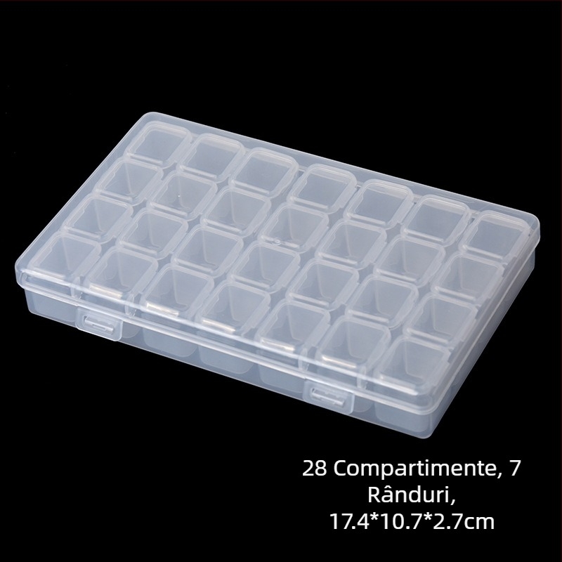 Cutie de ojă din PP cu 56 de compartimente, cutie de depozitare pentru 28 de articole mici cu capac, cutie compartimentată pentru piese, cutie de depozitare transparentă en-gros