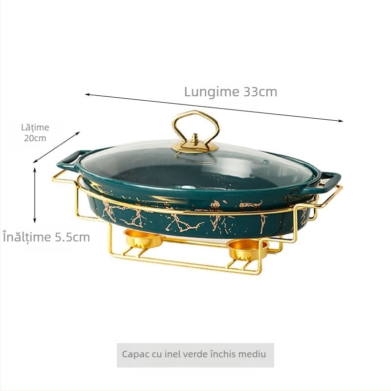 Stil nordic oval ceramică supă oală uz casnic hotel tacâmuri caserolă raft lumânare încălzire pește farfurie binaurală uscată oală en-gros