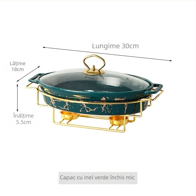 Stil nordic oval ceramică supă oală uz casnic hotel tacâmuri caserolă raft lumânare încălzire pește farfurie binaurală uscată oală en-gros