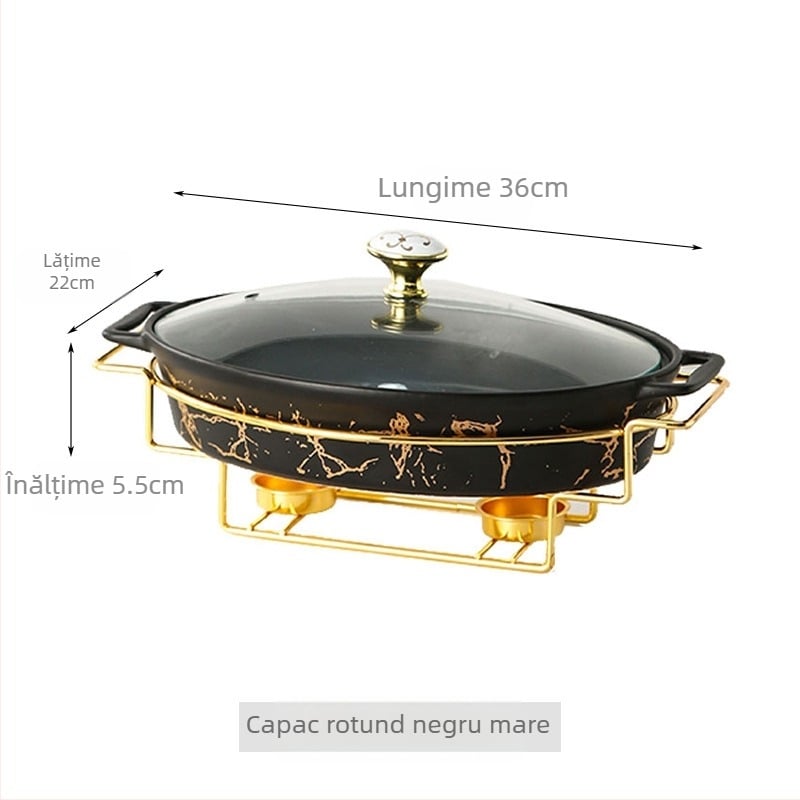 Stil nordic oval ceramică supă oală uz casnic hotel tacâmuri caserolă raft lumânare încălzire pește farfurie binaurală uscată oală en-gros