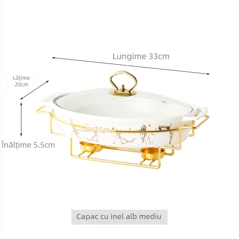 Stil nordic oval ceramică supă oală uz casnic hotel tacâmuri caserolă raft lumânare încălzire pește farfurie binaurală uscată oală en-gros