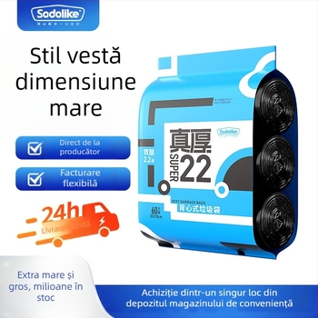 Saci de gunoi Sodolike Vest, 60 bucăți, 55 * 70, de uz casnic, îngroșați și greu de rupt, pungi de plastic negre mari