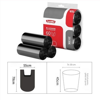 Saci de gunoi Sodolike Vest, 60 bucăți, 55 * 70, de uz casnic, îngroșați și greu de rupt, pungi de plastic negre mari