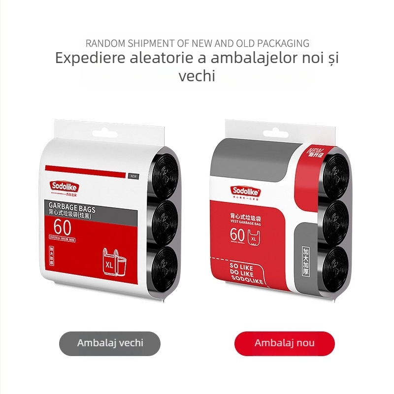 Saci de gunoi Sodolike Vest, 60 bucăți, 55 * 70, de uz casnic, îngroșați și greu de rupt, pungi de plastic negre mari