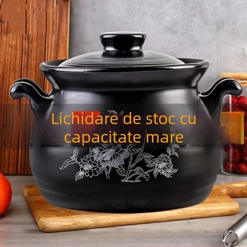 Kangshu Caserolă ceramică Oală pentru supă Oală pentru tocană Caserolă de uz casnic Oală de porțelan de mare capacitate Oală pentru terci Oală cu flacără deschisă Oală cu gaz rezistentă la căldură cu ardere directă