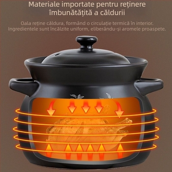 Kangshu Caserolă ceramică Oală pentru supă Oală pentru tocană Caserolă de uz casnic Oală de porțelan de mare capacitate Oală pentru terci Oală cu flacără deschisă Oală cu gaz rezistentă la căldură cu ardere directă