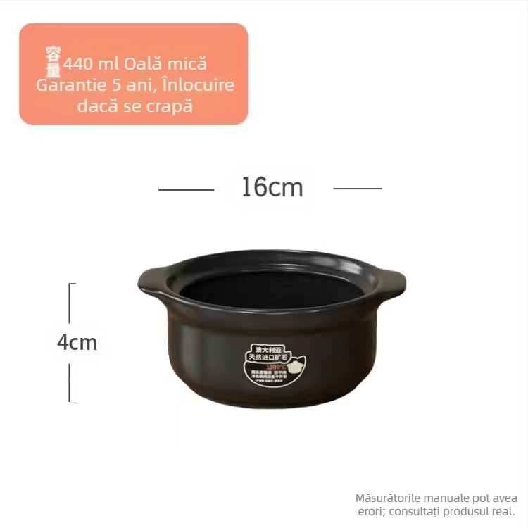 Kangshu Caserolă ceramică Oală pentru supă Oală pentru tocană Caserolă de uz casnic Oală de porțelan de mare capacitate Oală pentru terci Oală cu flacără deschisă Oală cu gaz rezistentă la căldură cu ardere directă