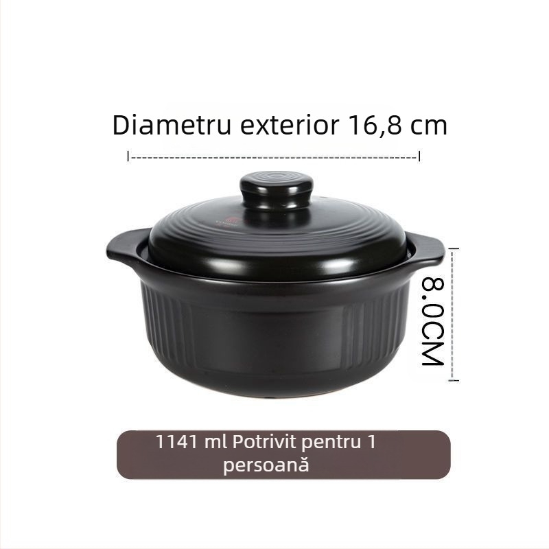 Kangshu Caserolă ceramică Oală pentru supă Oală pentru tocană Caserolă de uz casnic Oală de porțelan de mare capacitate Oală pentru terci Oală cu flacără deschisă Oală cu gaz rezistentă la căldură cu ardere directă