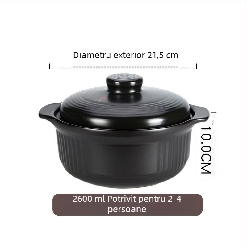 Kangshu Caserolă ceramică Oală pentru supă Oală pentru tocană Caserolă de uz casnic Oală de porțelan de mare capacitate Oală pentru terci Oală cu flacără deschisă Oală cu gaz rezistentă la căldură cu ardere directă