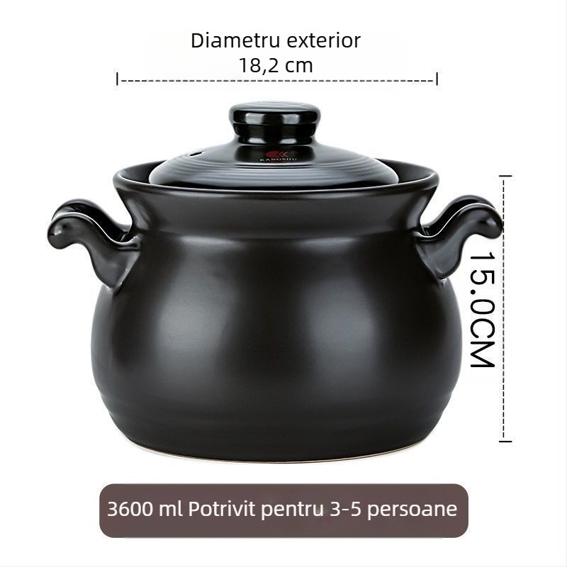 Kangshu Caserolă ceramică Oală pentru supă Oală pentru tocană Caserolă de uz casnic Oală de porțelan de mare capacitate Oală pentru terci Oală cu flacără deschisă Oală cu gaz rezistentă la căldură cu ardere directă