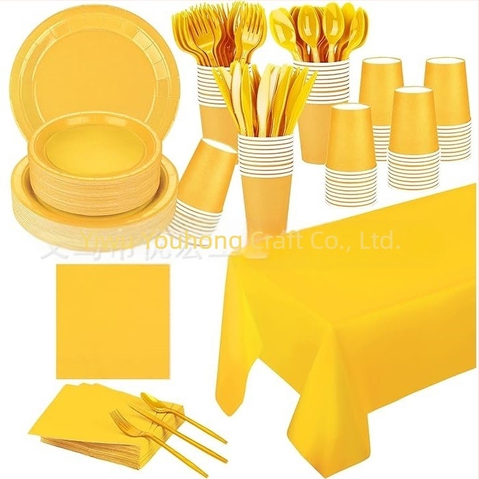 Farfurie de hârtie monocromă îngroșată Niceparty, costum, farfurie de unică folosință, costum de petrecere, decorare pentru petrecere de ziua de naștere, farfurie de hârtie