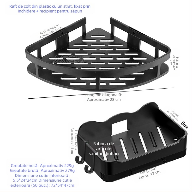 Suport de depozitare triunghiular pentru baie, suport de depozitare pentru baie, suport de depozitare pentru baie, suport de depozitare fără perforații, suport pentru prosoape