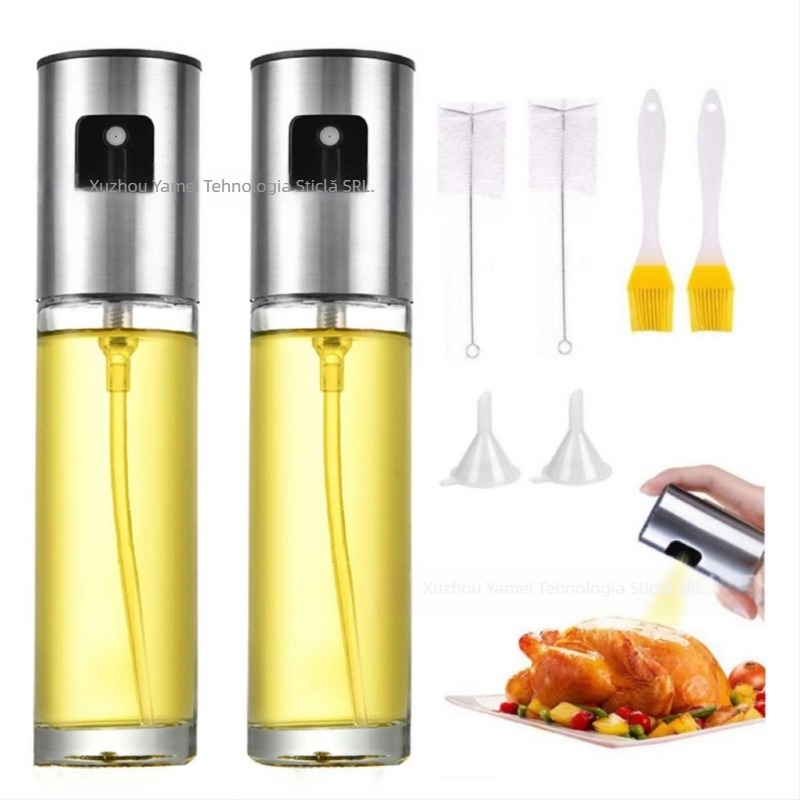 [Export Export] Sticlă pulverizatoare din oțel inoxidabil cu perie, pâlnie, presă, sticlă pulverizatoare pentru grătar, set de patru piese