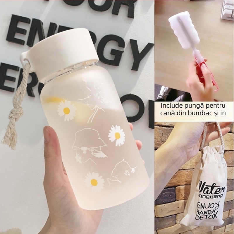 Cana de apă pentru femei, sticlă mată, simplă, proaspătă, drăguță, portabilă, creativă, personalizată la modă, Mori Girl Cup