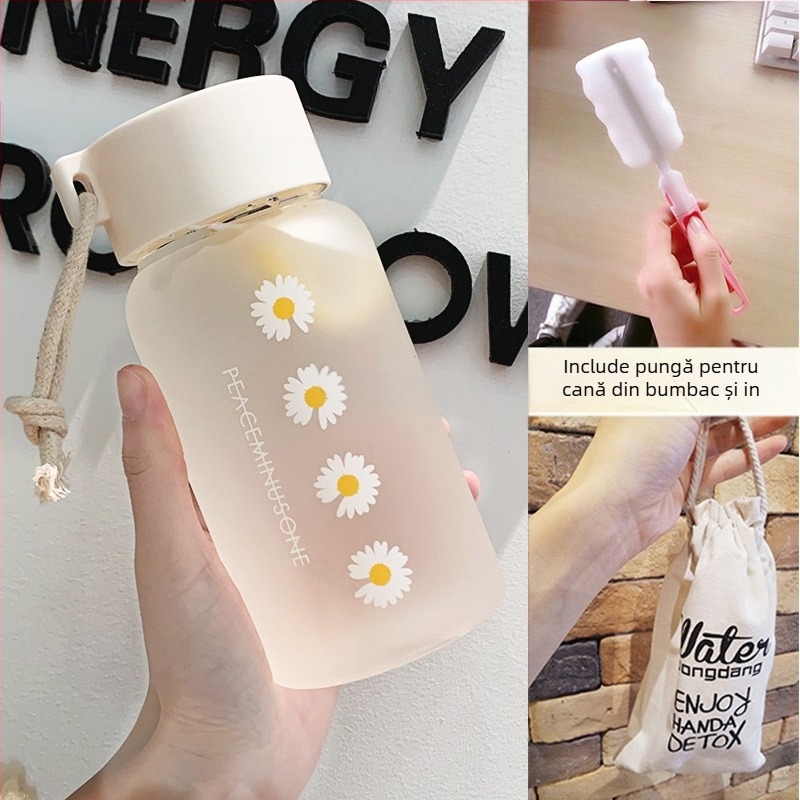 Cana de apă pentru femei, sticlă mată, simplă, proaspătă, drăguță, portabilă, creativă, personalizată la modă, Mori Girl Cup