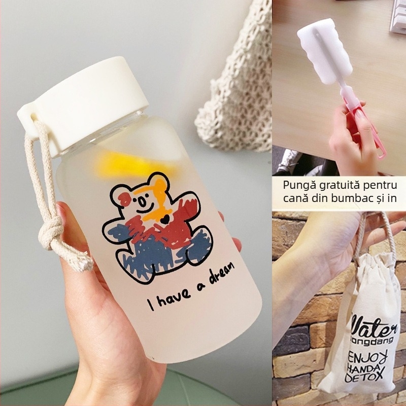 Cana de apă pentru femei, sticlă mată, simplă, proaspătă, drăguță, portabilă, creativă, personalizată la modă, Mori Girl Cup