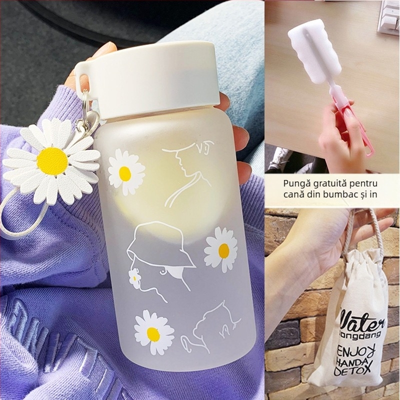 Cana de apă pentru femei, sticlă mată, simplă, proaspătă, drăguță, portabilă, creativă, personalizată la modă, Mori Girl Cup